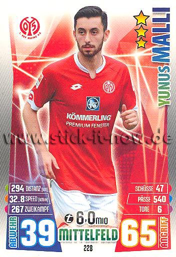 Match Attax 15/16 - Yunus MALLI - FSV Mainz 05 - Nr. 228