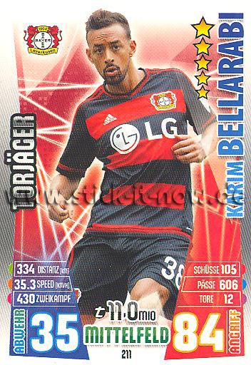 Match Attax 15/16 - Karim BELLARABI - Bayer 04 Leverkusen - Nr. 211