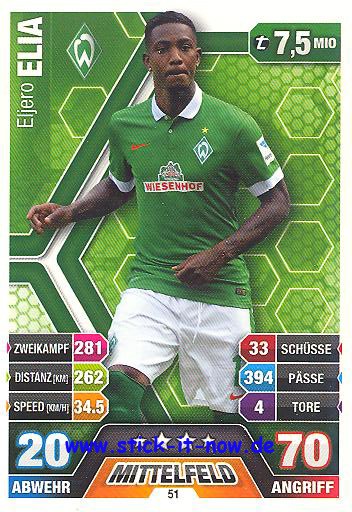 Match Attax 14/15 - Eljero ELIA - Werder Bremen - Nr. 51