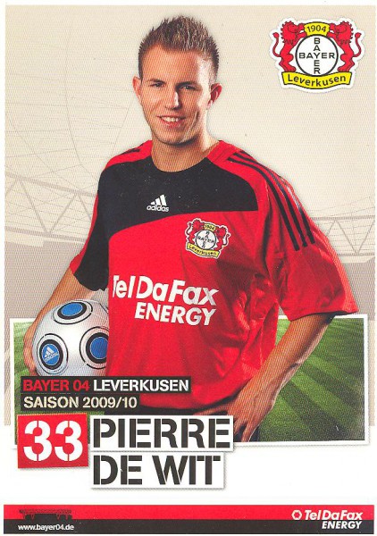 Bayer 04 Leverkusen 09/10 - 2009/10 - Autogrammkarte - Pierre de Wit - unsigniert