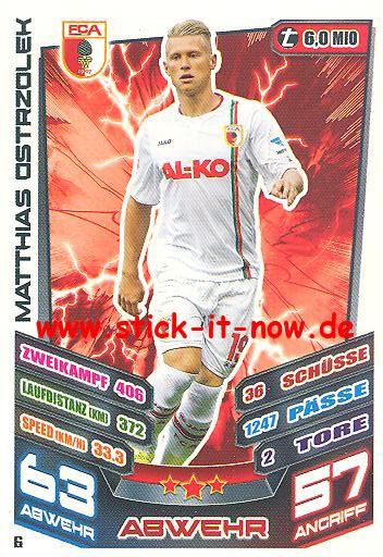 Match Attax 13/14 - FC Augsburg - Matthias Ostrzolek - Nr. 6