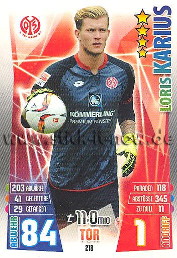 Match Attax 15/16 - Loris KARIUS - FSV Mainz 05 - Nr. 218