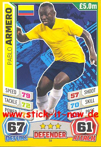 Match Attax "World Stars WM 2014" - PABLO ARMERO - Nr 58