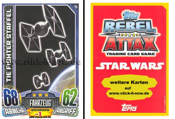 Rebel Attax - Serie 1 (2015) - TIE FIGHTER STAFFEL - Nr. 46