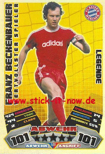 Topps Bundesliga 2012/13 Franz Beckenbauer Sticker 2 Limitierte GOLD