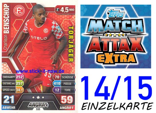 Match Attax 14/15 EXTRA - Charlison BENSCHOP - Fortuna Düsseldorf - Nr. 535 (TORJÄGER)