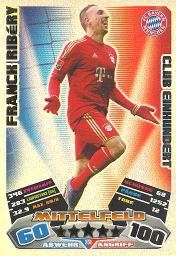 Match Attax 12/13 - Club 100 - Franck Ribéry - Bayern München - Nr. 365