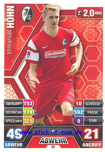 Match Attax 14/15 - Immanuel HÖHN - SC Freiburg - Nr. 98