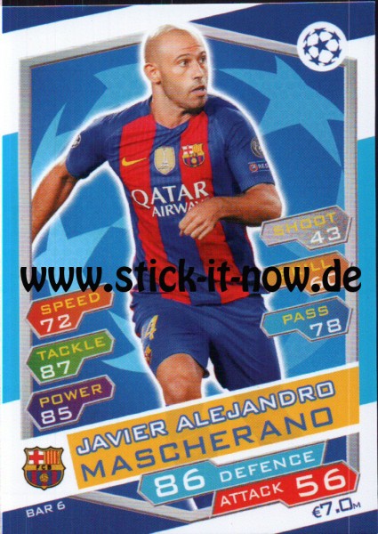 Match Attax Champions League 16/17 - Nr. BAR 6