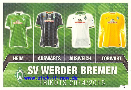 Match Attax 14/15 - Trikots 14/15 - SV WERDER BREMEN - Nr. T3