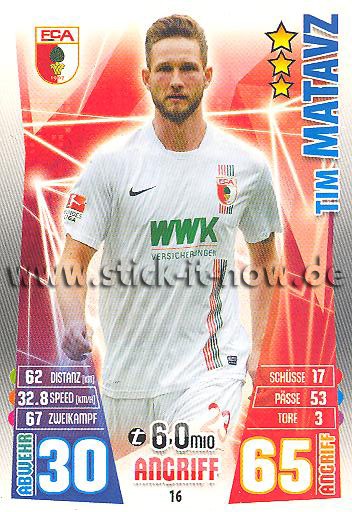 Match Attax 15/16 - Tim MATAVZ - FC Augsburg - Nr. 16