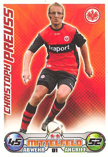 Match Attax 09/10 - CHRISTOPH PREUSS - Ein. Frankfurt - Nr. 81