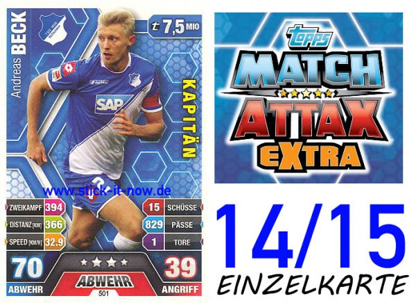 Match Attax 14/15 EXTRA - Andreas BECK - TSG Hoffenheim - Nr. 501 (KAPITÄN)