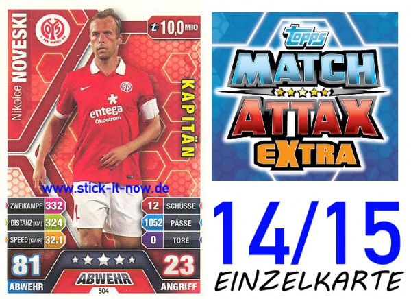 Match Attax 14/15 EXTRA - Nikolce NOVESKI - FSV Mainz 05 - Nr. 504 (KAPITÄN)