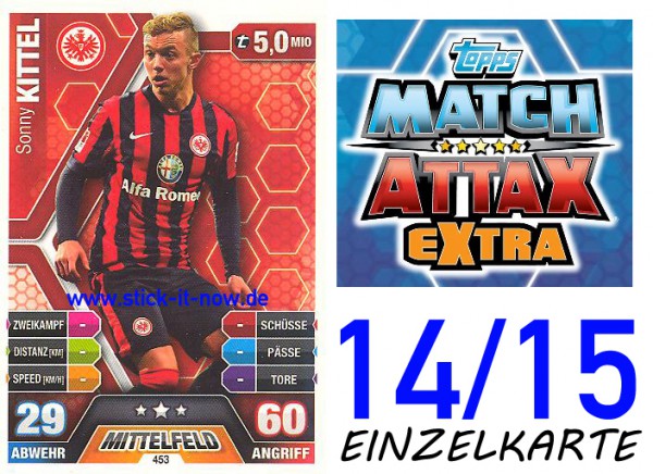 Match Attax 14/15 EXTRA - Sonny KITTEL - Ein. Frankfurt - Nr. 453