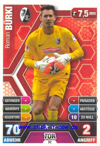 Match Attax 14/15 - Roman BÜRKI - SC Freiburg - Nr. 92