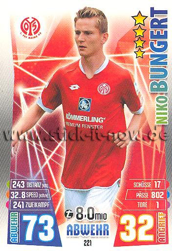 Match Attax 15/16 - Niko BUNGERT - FSV Mainz 05 - Nr. 221