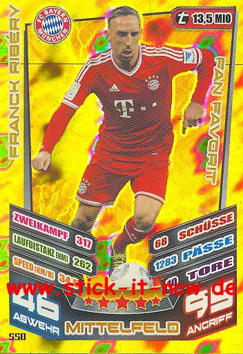 Match Attax 13/14 EXTRA - Fan Favoriten - FRANCK RIBERY - Nr. 550