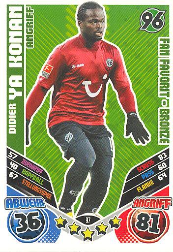 Match Attax 11/12 Extra - DIDIER YA KONAN - Hannover 96 - Fan Favorit-Bronze - Nr. 97