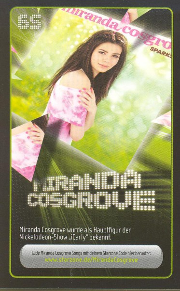 Starzone Sammelkarte - MIRANDA COSGROVE - Rewe - Nr. 65