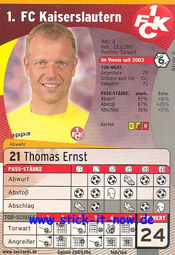 SocCards 05/06 - 1. FC K'lautern - Thomas Ernst - Nr. 160/164