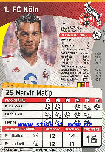 SocCards 05/06 - 1. FC Köln - Marvin Matip - Nr. 85/182