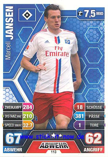 Match Attax 14/15 - Marcell JANSEN - Hamburger SV - Nr. 113