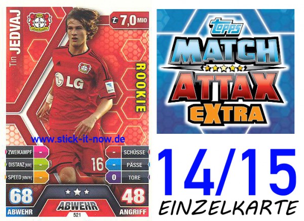 Match Attax 14/15 EXTRA - Tin JEDVAJ - Bayer 04 Leverkusen- Nr. 521 (ROOKIE)