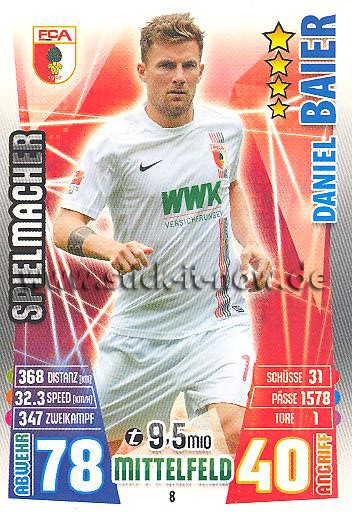 Match Attax 15/16 - Daniel BAIER - FC Augsburg - Nr. 8