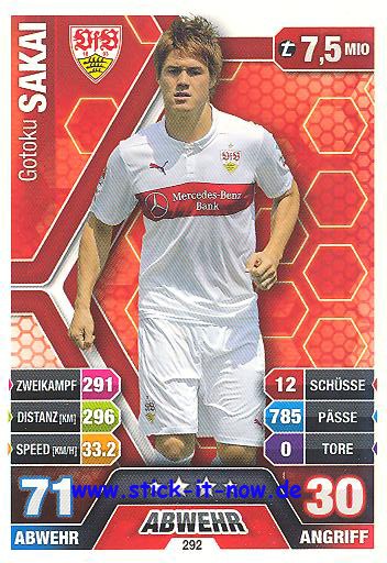 Match Attax 14/15 - Gotoku SAKAI - VfB Stuttgart - Nr. 292