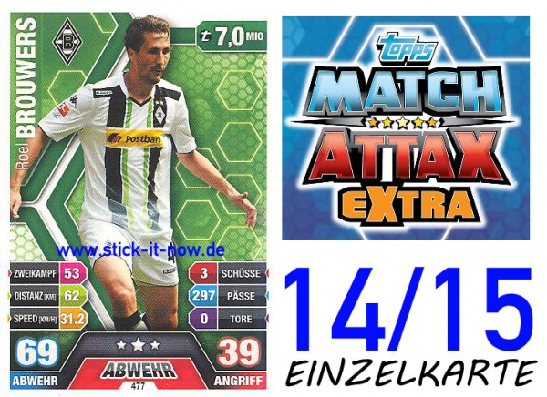 Match Attax 14/15 EXTRA - Roel BROUWERS - Bor. M'gladbach - Nr. 477
