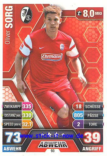 Match Attax 14/15 - Oliver SORG - SC Freiburg - Nr. 93