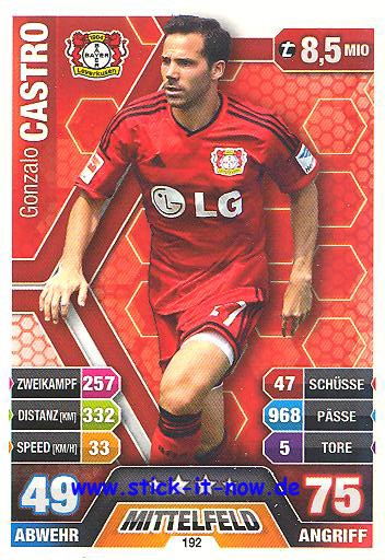 Match Attax 14/15 - Gonzalo CASTRO - Bayer Leverkusen - Nr. 192