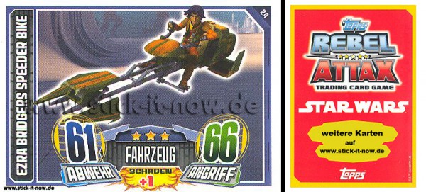 Rebel Attax - Serie 1 (2015) - EZRA BRIGERS SPEEDER BIKE - Nr. 24