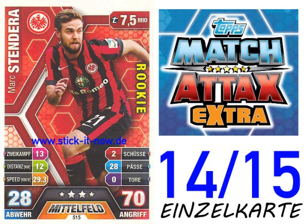 Match Attax 14/15 EXTRA - Marc STENDERA - Ein. Frankfurt - Nr. 515 (ROOKIE)