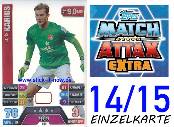 Match Attax 14/15 EXTRA - Loris KARIUS - FSV Mainz 05 - Nr. 558 (CAP-KARTE)