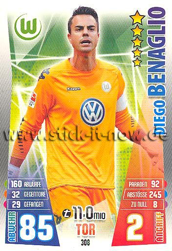 Match Attax 15/16 - Diego BENAGLIO - VfL Wolfsburg - Nr. 308