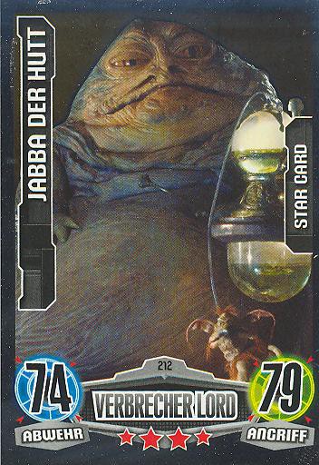 Star Karte Neuwertig Nr.170 Verbrecher Lord Force Attax Jabba der Hutt 