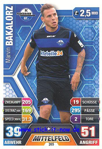 Match Attax 14/15 - Marvin BAKALORZ - SC Paderborn - Nr. 265