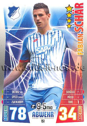 Match Attax 15/16 - Fabian SCHÄR - TSG Hoffenheim - Nr. 151