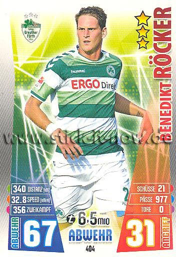 Match Attax 15/16 - Benedikt RÖCKER - SPVGG Greuther Fürth - Nr. 404