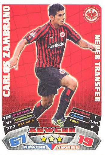 Match Attax 12/13 - Neuer Transfer - Carlos Zambrano - Eintracht Frankfurt