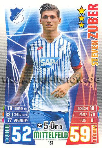 Match Attax 15/16 - Steven ZUBER - TSG Hoffenheim - Nr. 153