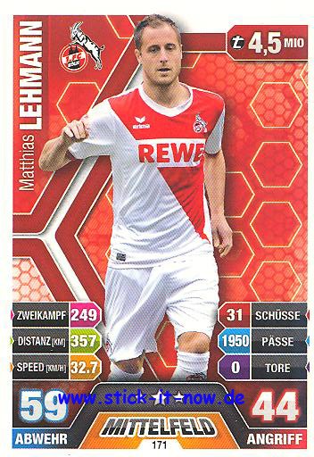 Match Attax 14/15 - Matthias LEHMANN - 1. FC Köln - Nr. 171