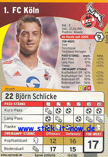 SocCards 05/06 - 1. FC Köln - Björn Schlicke - Nr. 134/182