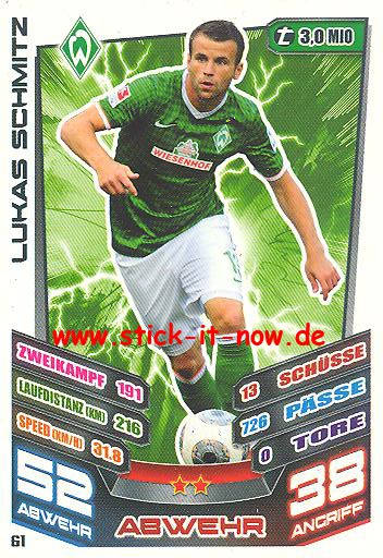 Match Attax 13/14 - Werder Bremen - Lukas Schmitz - Nr. 61