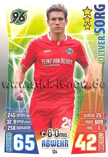 Match Attax 15/16 - Oliver SORG - Hannover 96 - Nr. 134