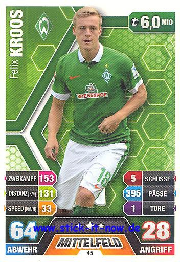 Match Attax 14/15 - Felix KROOS - Werder Bremen - Nr. 45