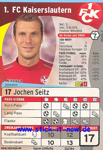 SocCards 05/06 - 1. FC K'lautern - Jochen Seitz - Nr. 122/164