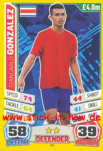 Match Attax "World Stars WM 2014" - GIANCARLO GONZALEZ - Nr. 64